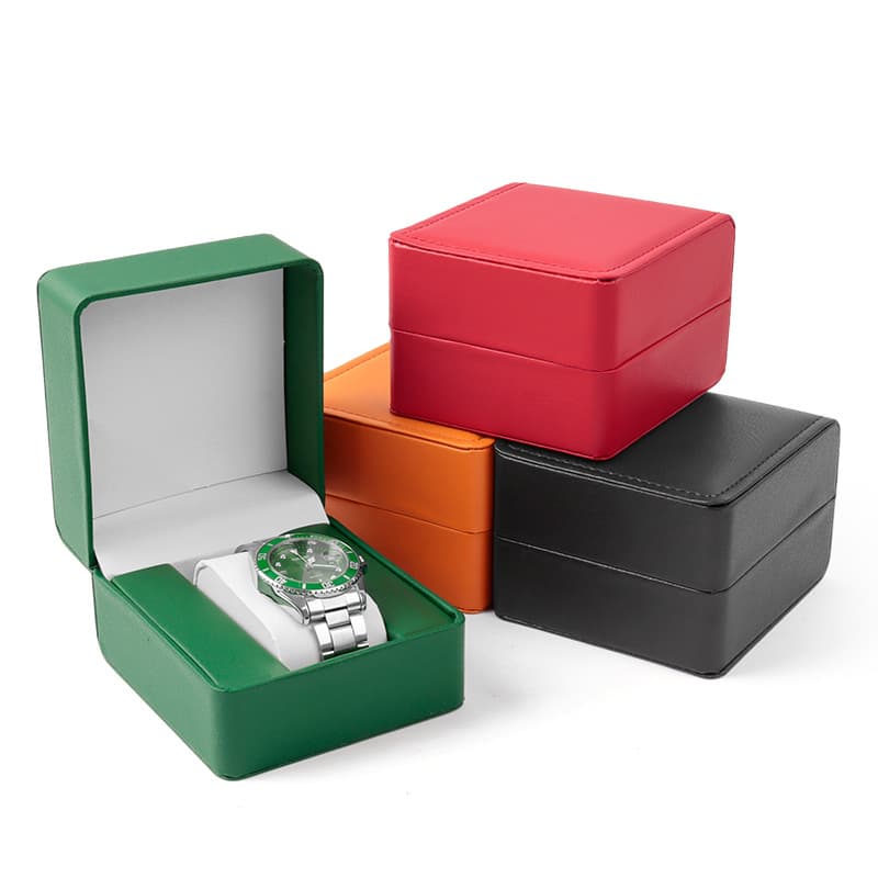 Leather Round Corner Watch Box Storage Box Advanced Sense Watch Packaging Box Green Watch Box Watch Box