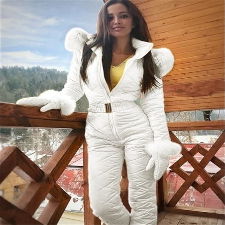 Women's Ski Suit Jacket Hooded Outdoor Sports Jumpsuit Zipper Women's Ski Suit