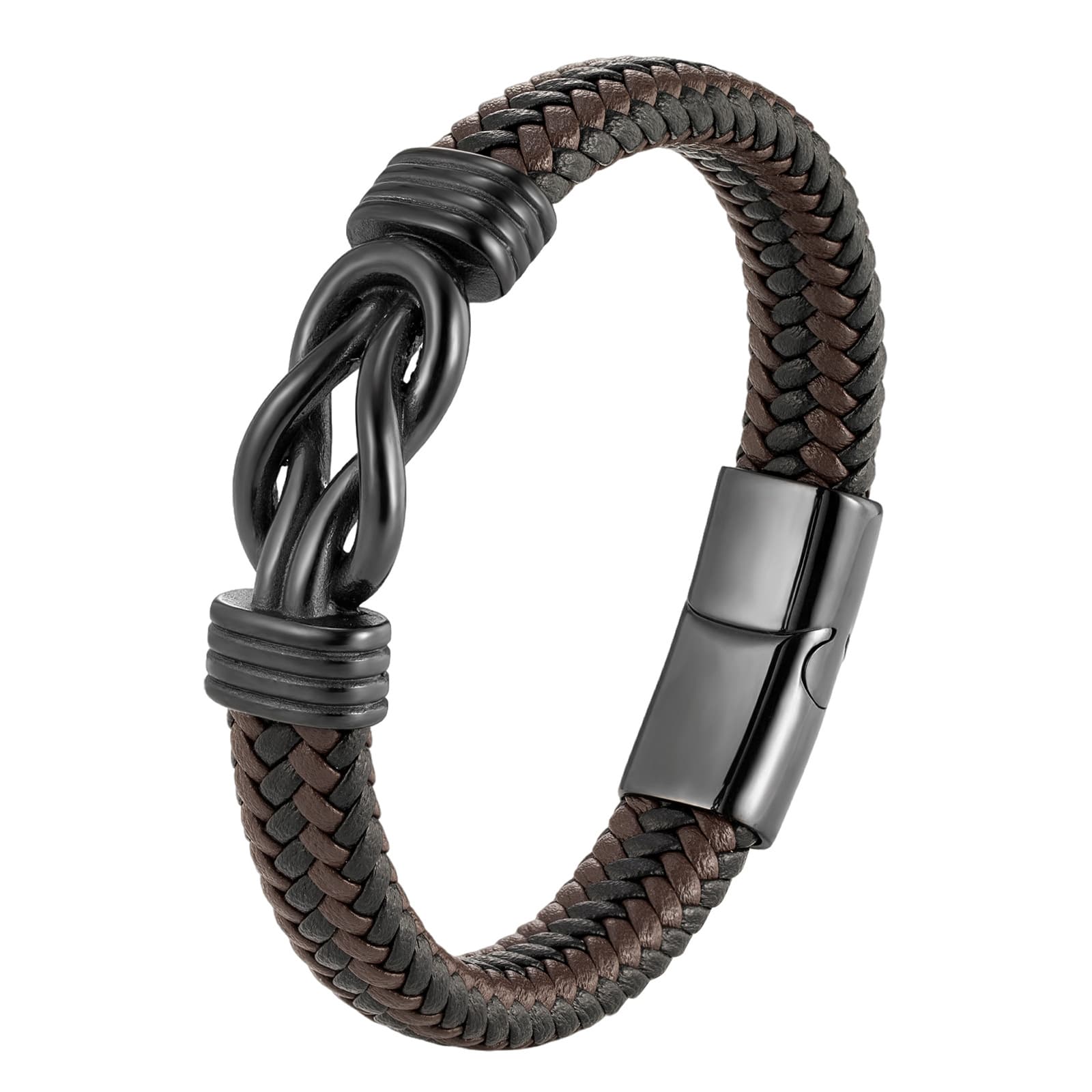 Men's Jewelry Infinity 8 Shaped Leather Bracelet Hand Woven Bracelet Genuine Leather Braided Men's Leather Bracelet Stainless Steel