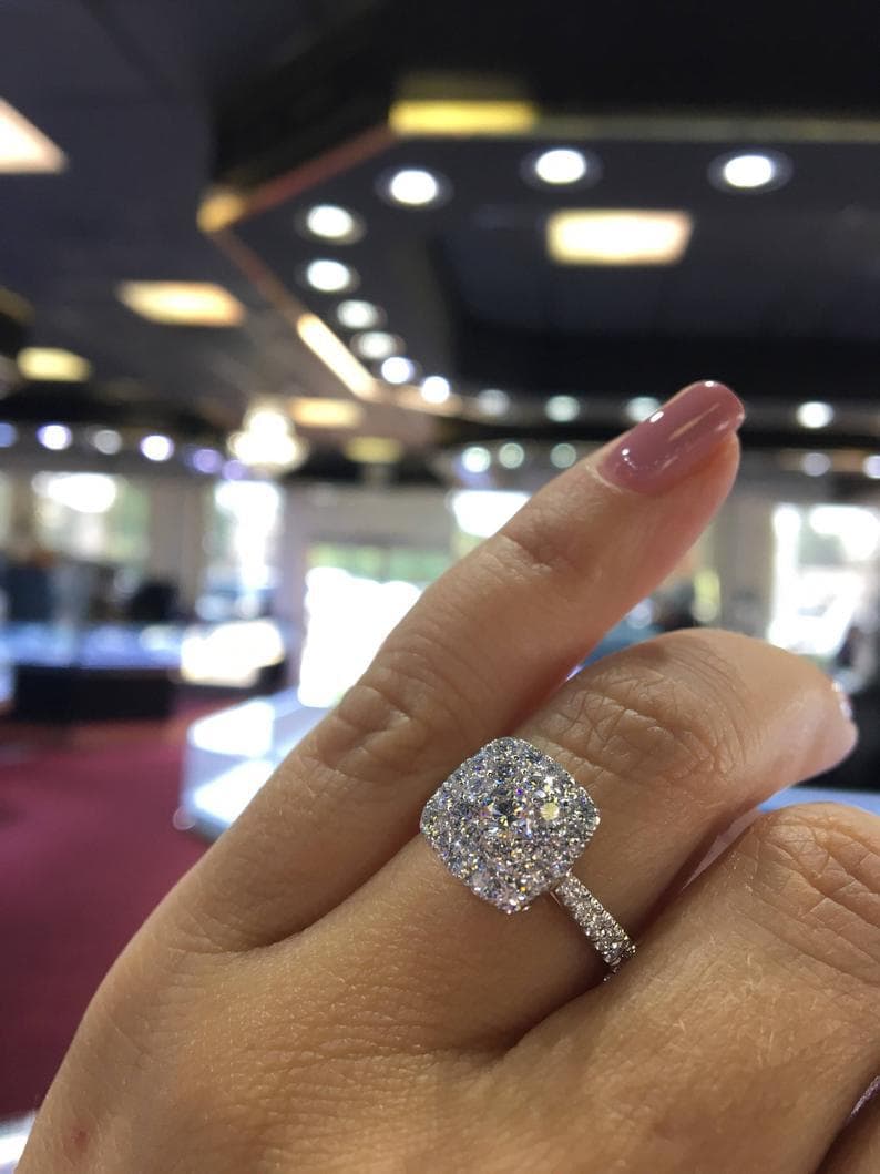 Zhenrong New Micro Pave 3A Zircon Hearts Eight Arrows Engagement Ring