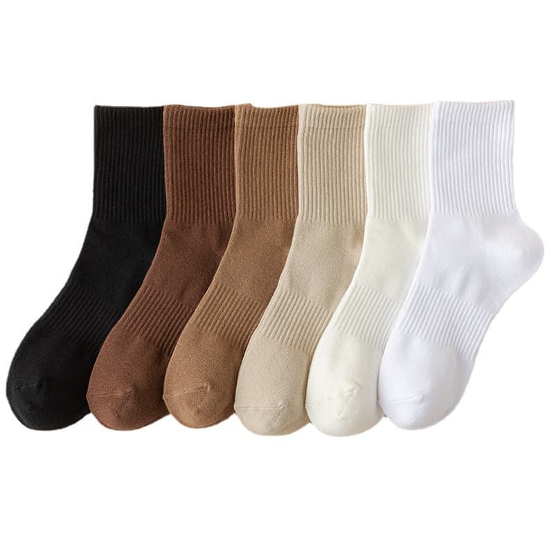 Men's and women's lovers socks waist socks autumn and winter solid color high stretch stockings casual simple socks warm color socks