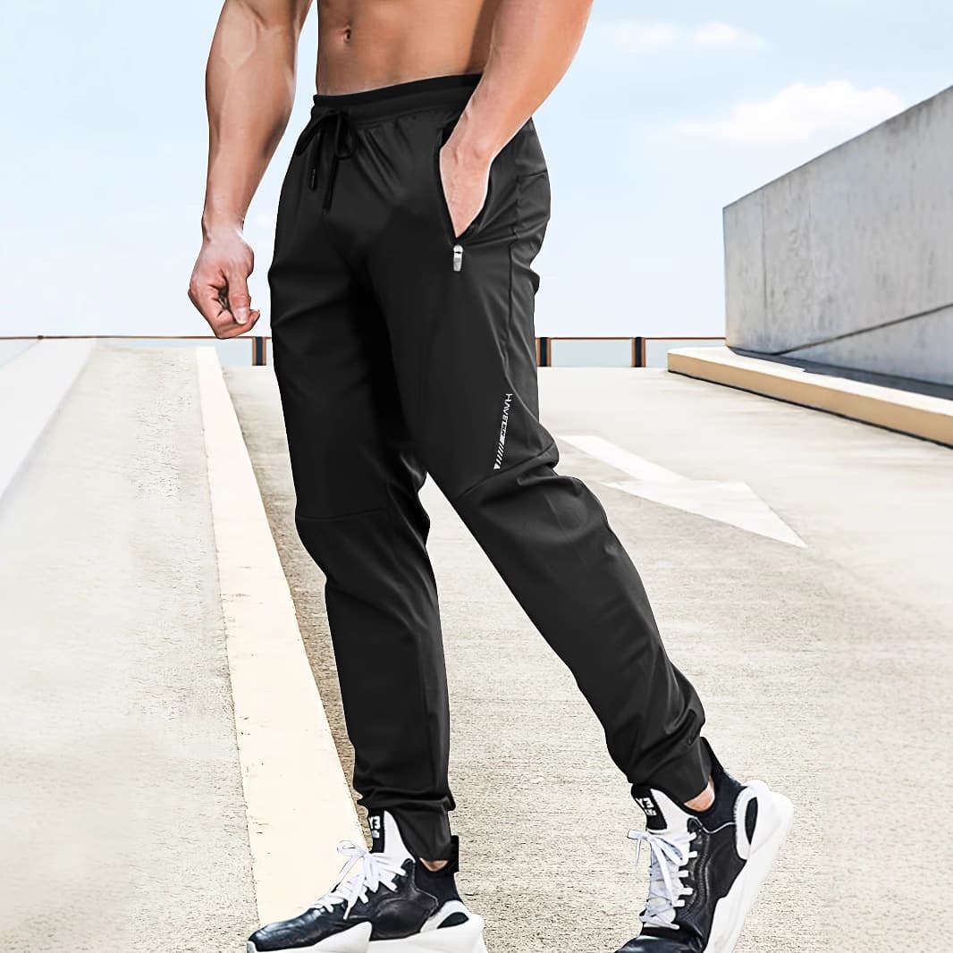 Men's Clothing Ice Silk Thin Casual Trend Quick Drying Elastic Ankle Sports Pants