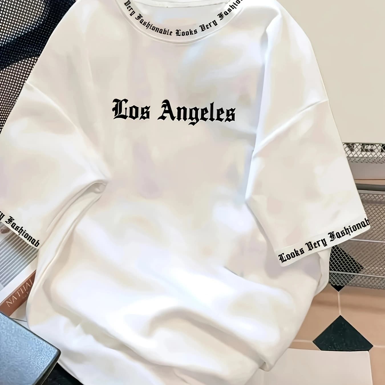 Men's Clothing Fashion Los Angeles Letter Printed Round Neck T Shirt Soft And Breathable, Short Sleeve, Summer Daily And Street Fashion
