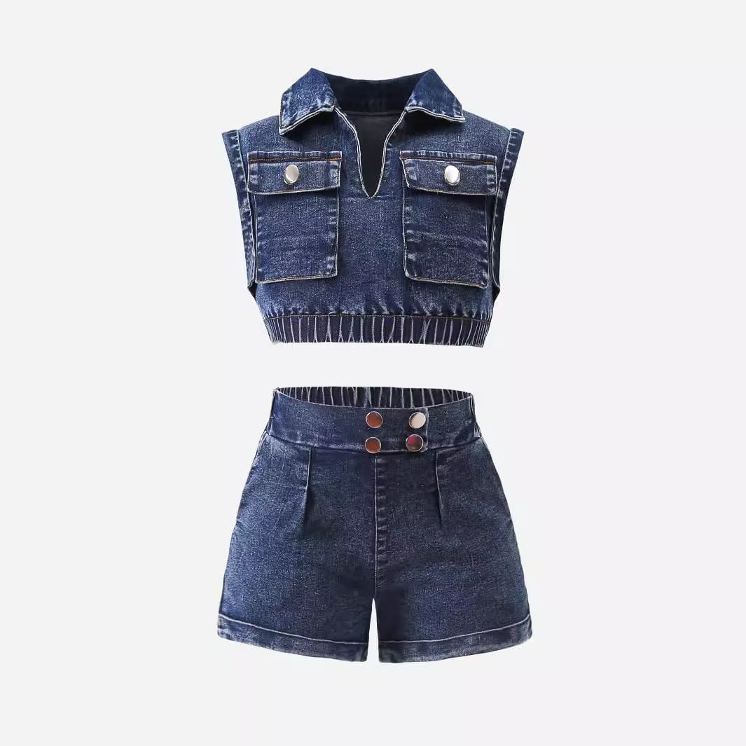 Mother & Kids Children's Clothing Girls Square Collar Lantern Sleeve Top Floral Pattern Pleated Skirt Multi Button Denim