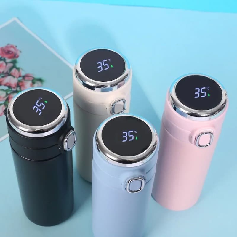 Smart Temperature Display Tumbler - 24H Vacuum Insulated Stainless Steel Cup With Push-Open Lid (420ml, 4 Colors)