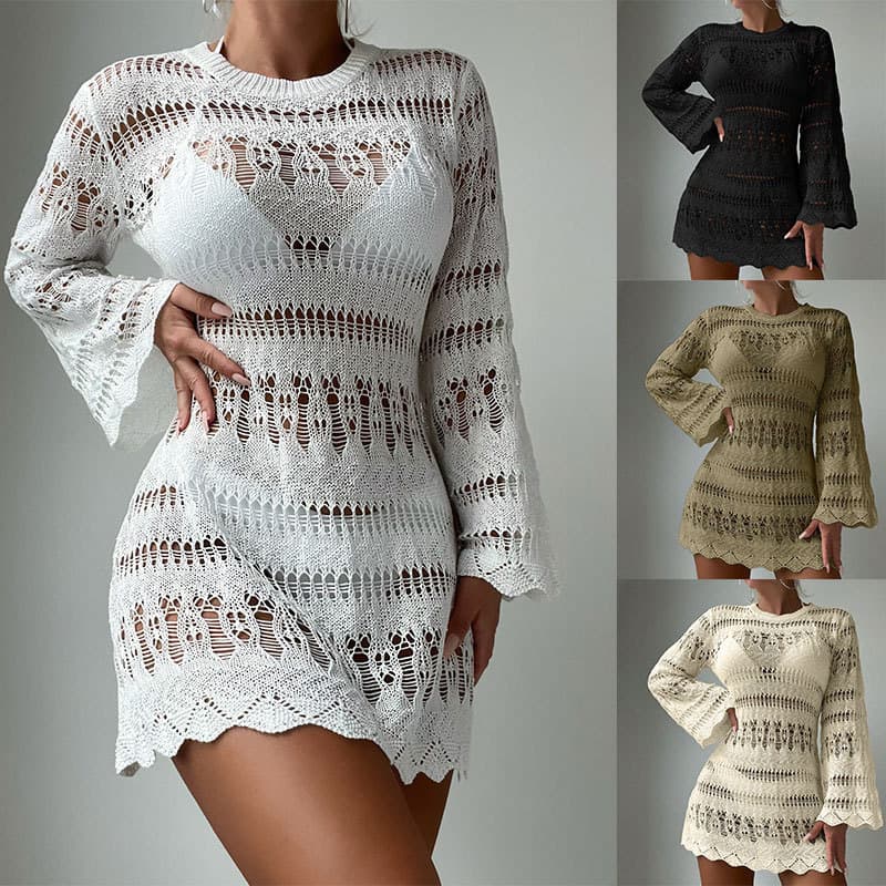 Women's beach visor openwork mesh long sleeve sunscreen shirt Hawaiian holiday bikini visor