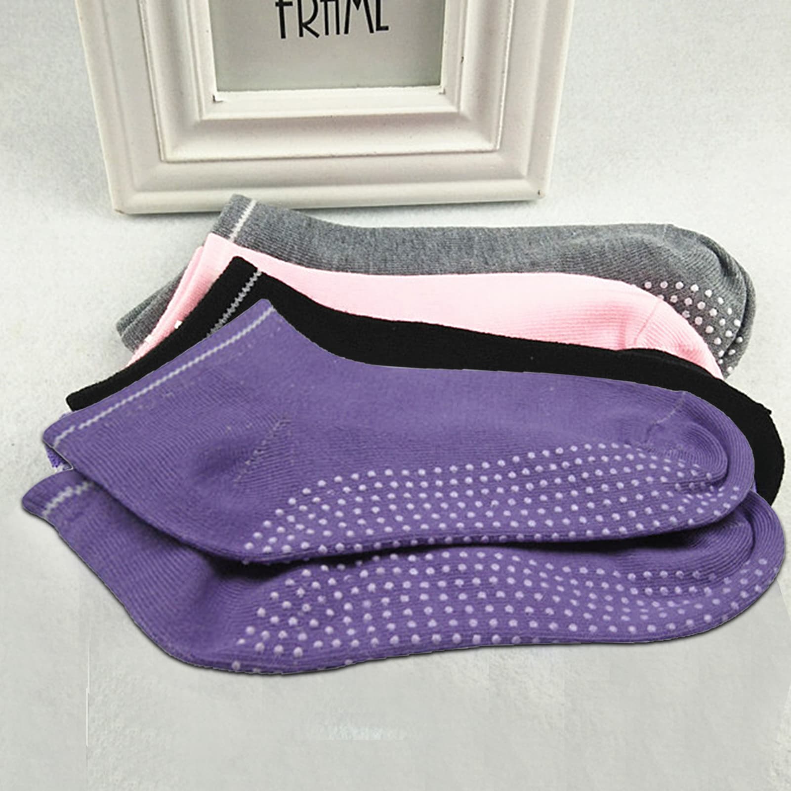 Kaou Ankle Socks Elastic 3D PVC Particle Cotton Yoga Toe Socks for Home