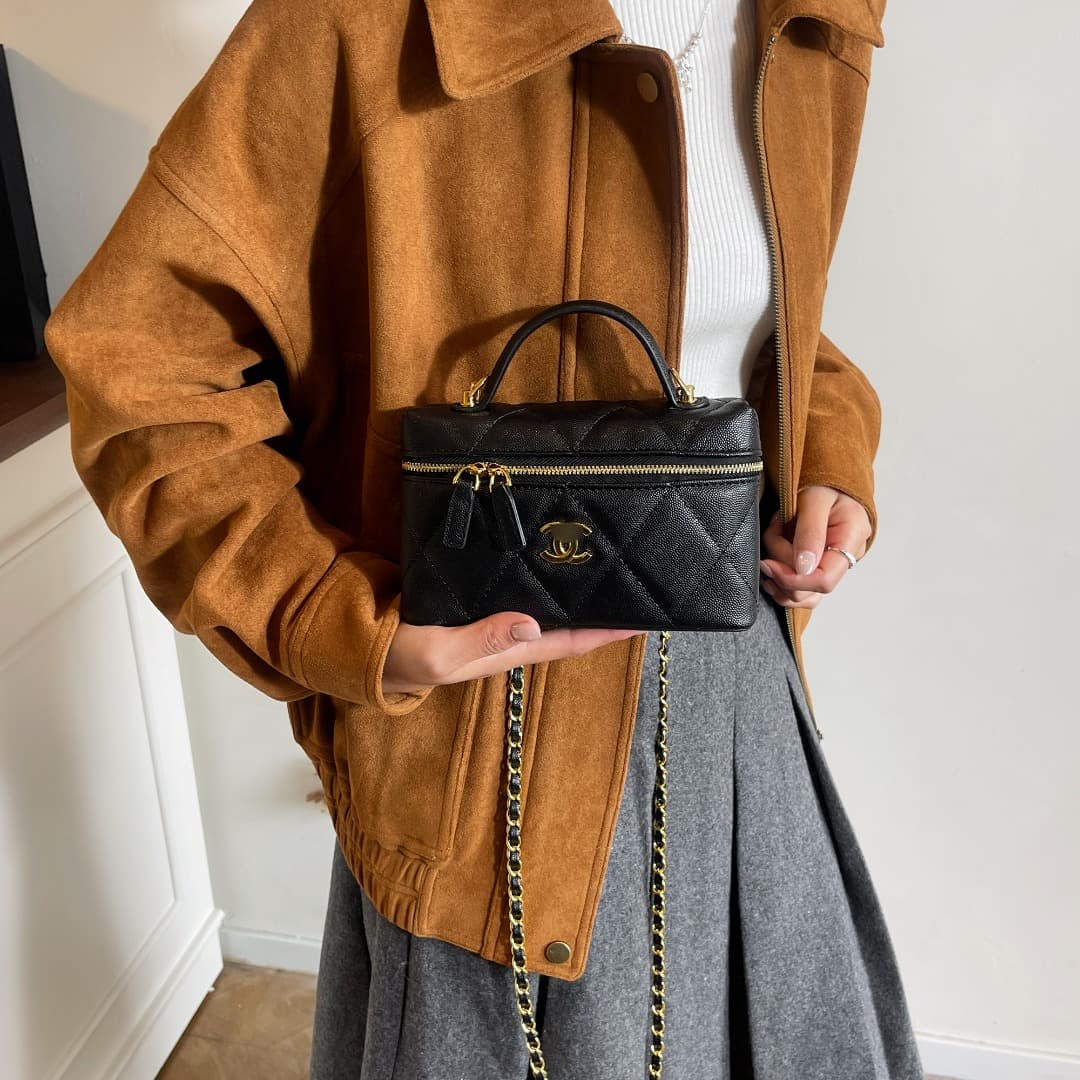 Sac à main CHANEL Fashion Chain Box Bag Summer Makeup New Single Shoulder Plaid Plaid Clutch Bag