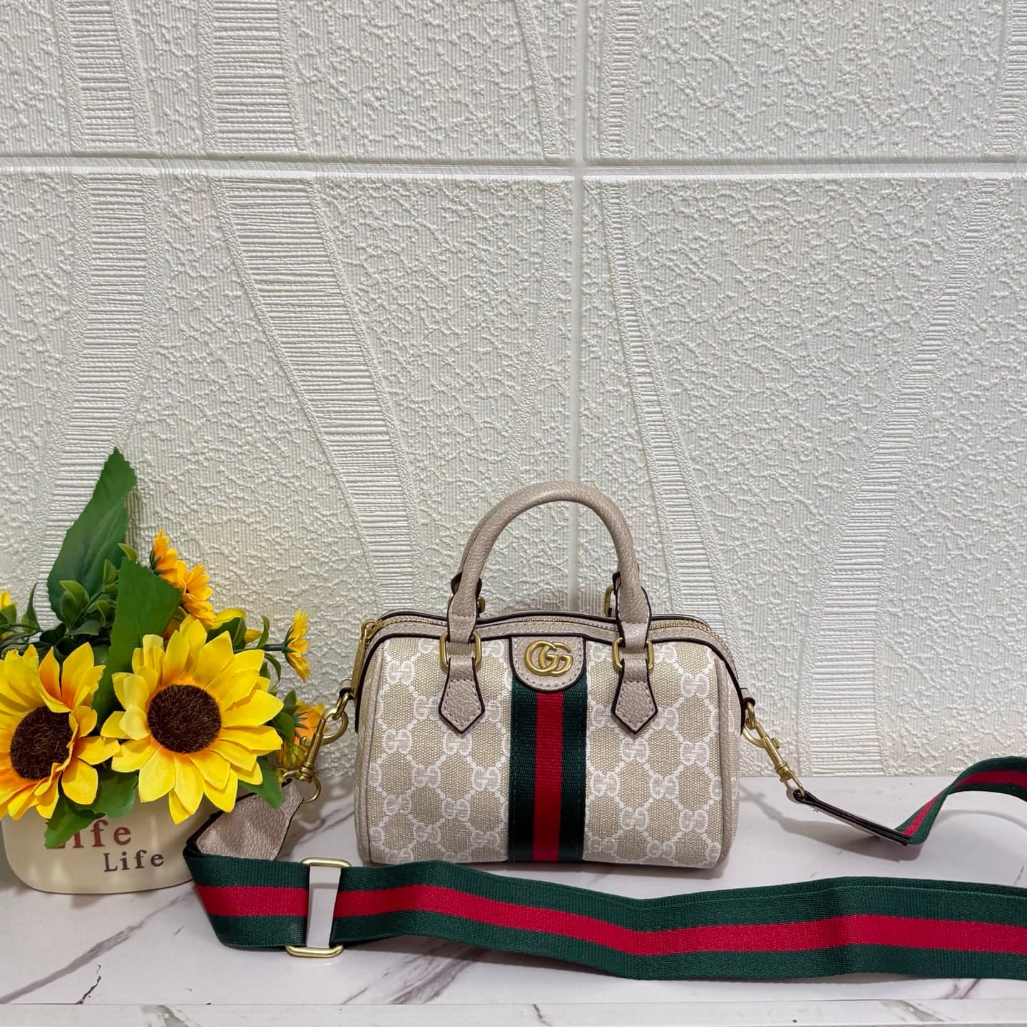 Sac Boston Gucci petit modèle, sac oreiller, sac à main femme de haute qualité, sac bandoulière large