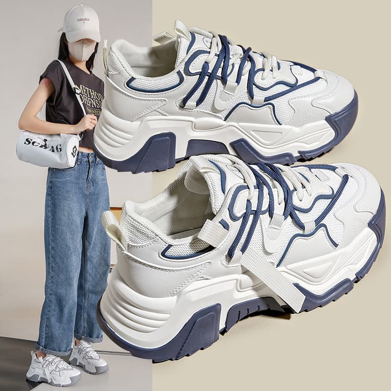 Dad's Autumn New Item, Versatile White Student Women's Sponge Cake Casual Thick Soled Shoes, Trendy