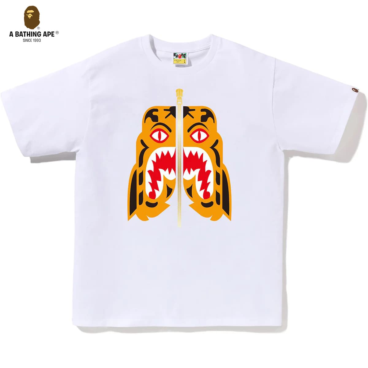 A BATHING APE 2026 New BAPE Men's Colors Tiger Head Short Sleeve T-shirt Top - Soft Cotton, Regular Style