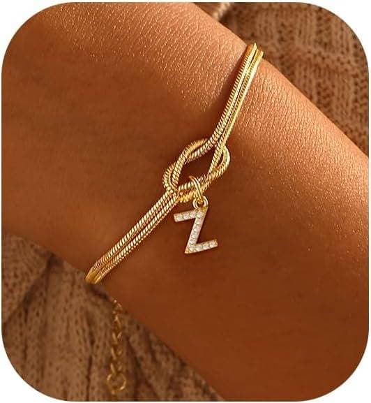 Bracelet en zircon avec 26 lettres, tendance, nœud concentrique, rond, en os de serpent, pour couple, amitié, bijoux de main