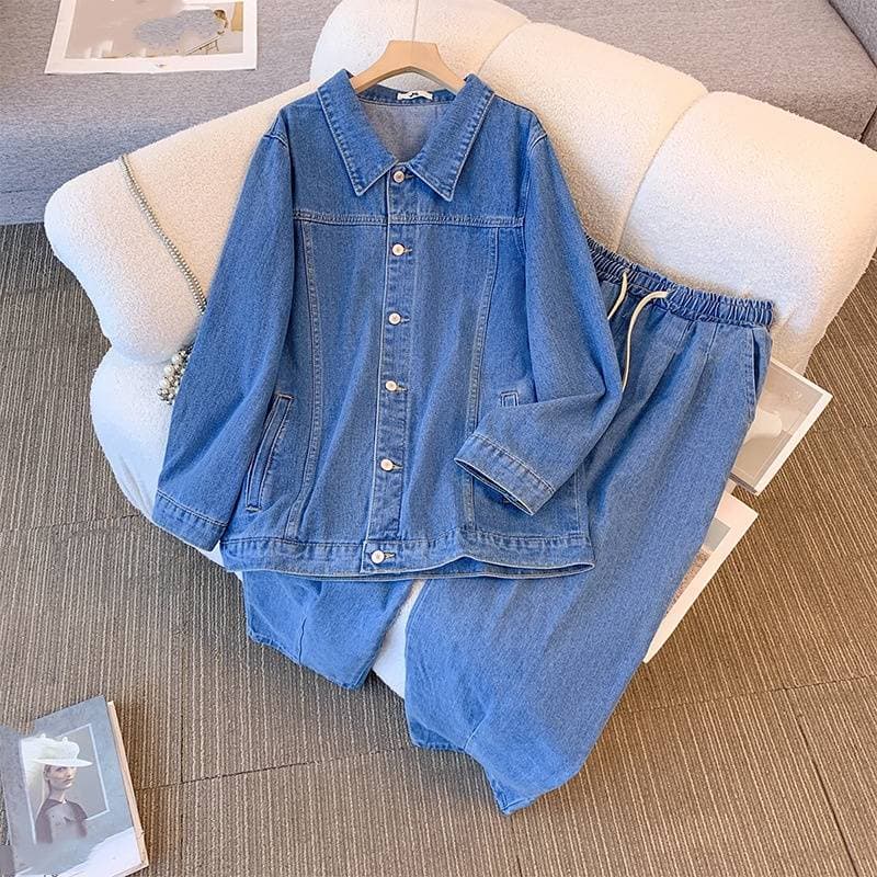 Women's Clothing Casual Denim Two Piece Suit