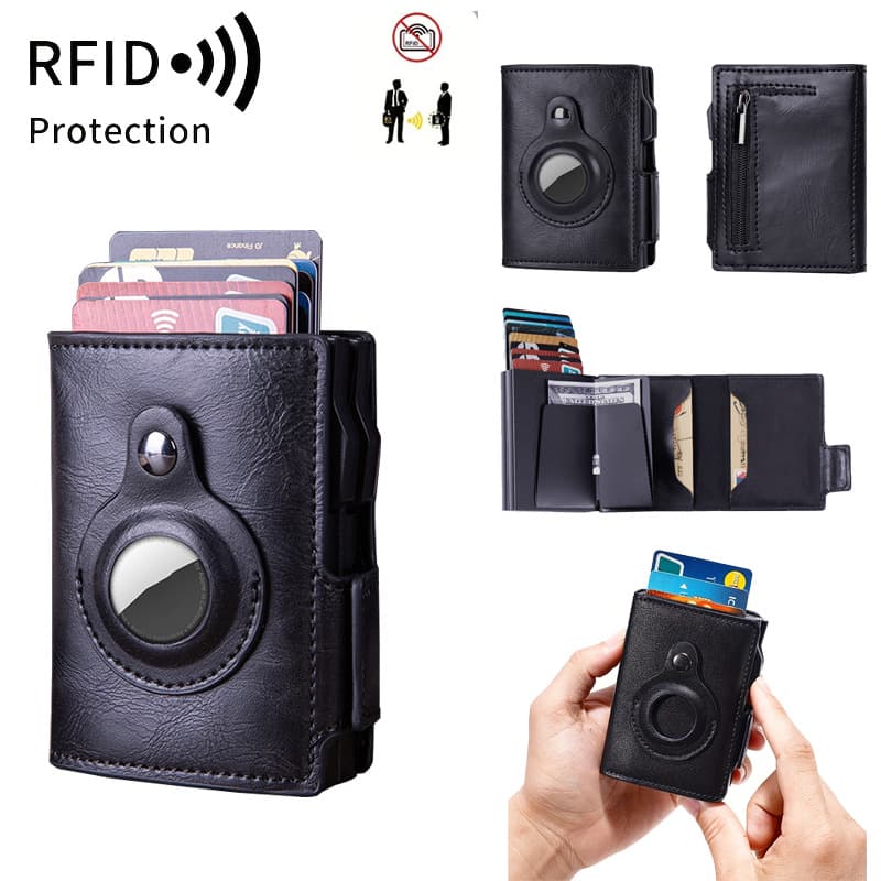 Men's Wallet Card Cases Thickened Version Credit Card Holder Metal Dual Card Side Push Card Box AirTag Tracker Card Holder