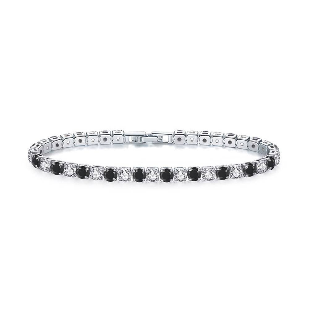 Bracelet en zircon à une rangée de diamants ronds de 4 mm, style tennis, bijou hip-hop à bordure croisée.