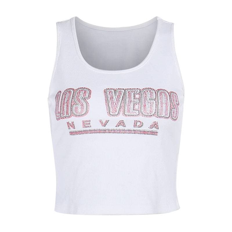 Women's Clothing knitted letter print slim short vest fashion all-match hot girl T-shirt