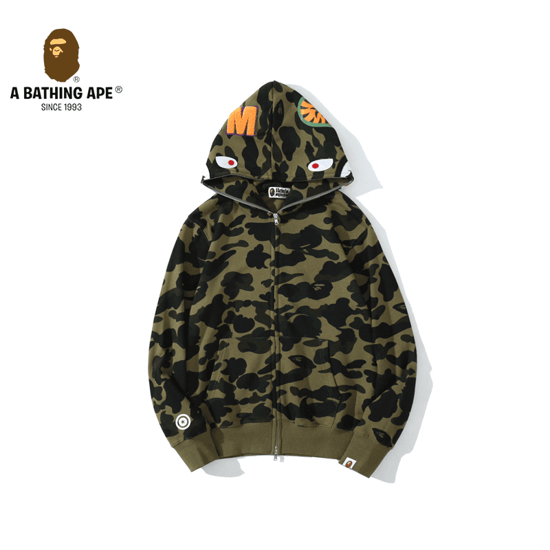 Sweat à capuche entièrement zippé Shark en coton pur de haute qualité pour hommes et femmes