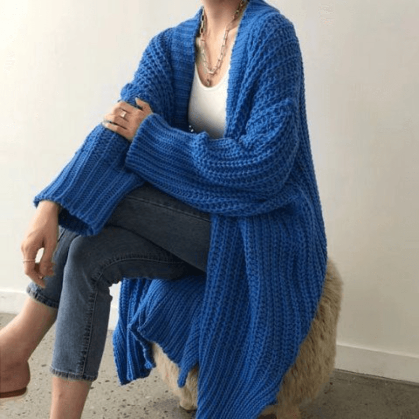 Chic Oversized Longline Cardigan With High-Low Hem - Soft Polyester Knit Sweater For Women