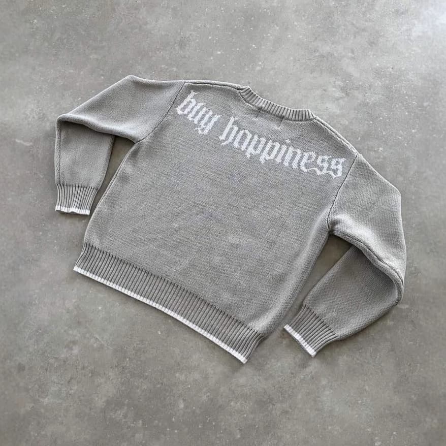 Men's Clothing New Retro Street Style Sweater High Street Design Jacquard Loose Knitwear Autumn Winter Casual Fashion Top Grey
