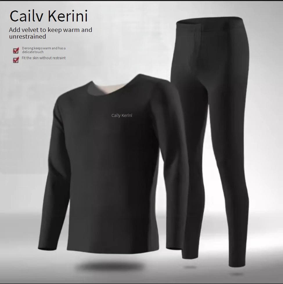 Men’s Thermal Underwear Set – Fleece-Lined Winter Base Layer (L-4XL, Black/Blue/Gray, Box Packaging)