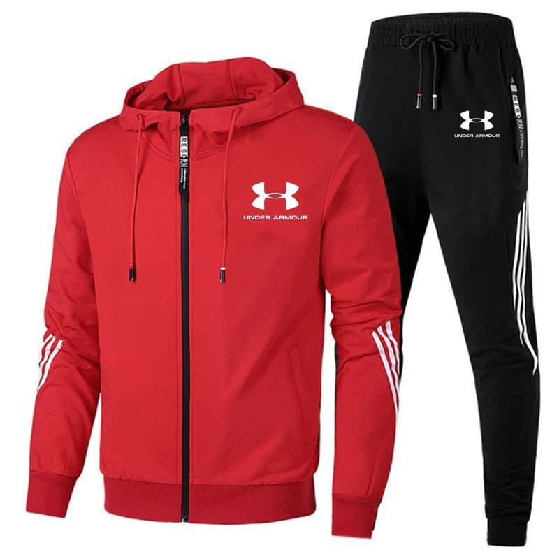 Ensemble deux pièces décontracté de sport printemps-automne avec sweat à capuche zippé tendance pour homme