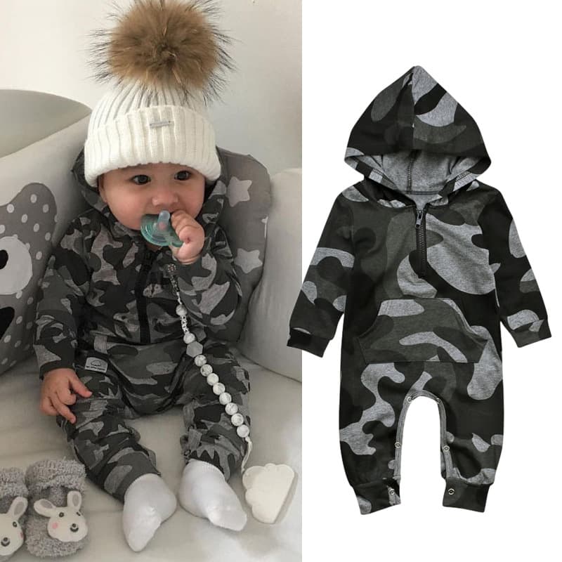 Children's Spring And Autumn Boys Long-sleeved Hooded Camouflage Onesie Climbing Suit Ha Clothing Children's Clothing