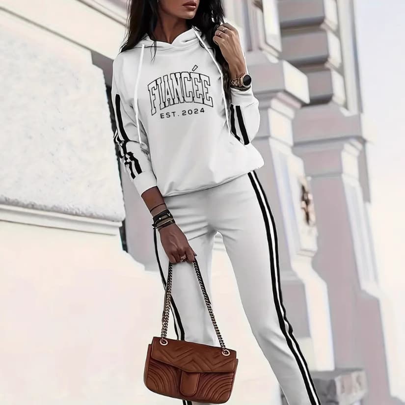 Women's Clothing Spring And Autumn Letter Printing Sports Two Piece Suit