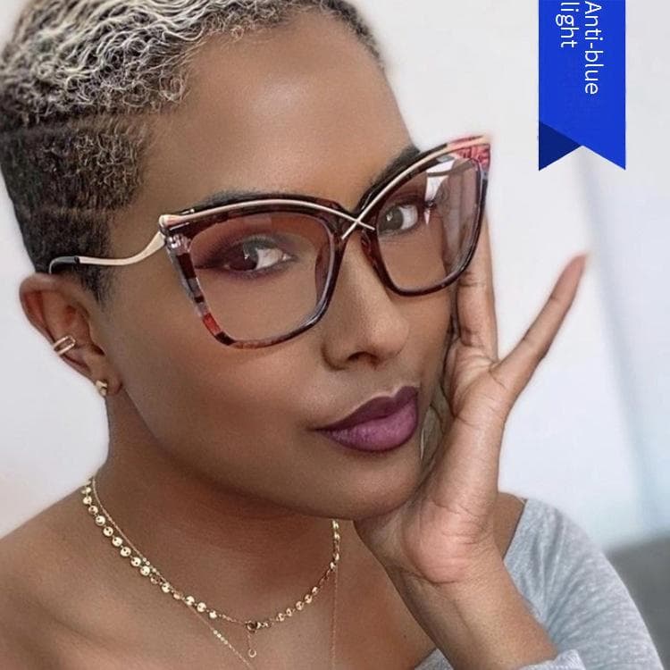 X cat eye metal glasses frame 2022 new anti blue light large frame flat glasses INS trend retro glasses frame