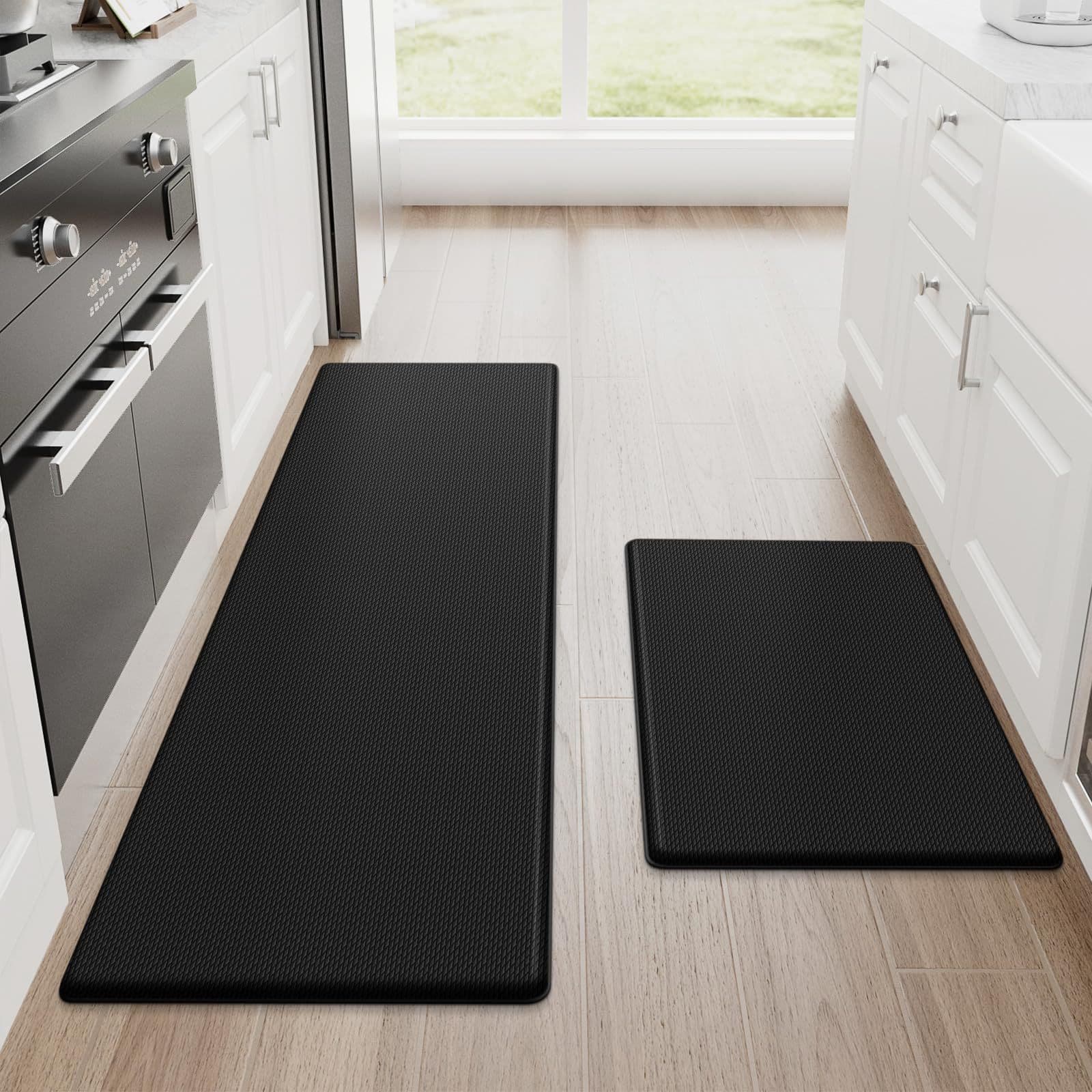 Anti-Fatigue Floor Mat - Non-Slip Kitchen & Standing Desk Pad For Home/Office/Garage (Memory Foam Waterproof Easy Clean 24"X36" Black/Gray)