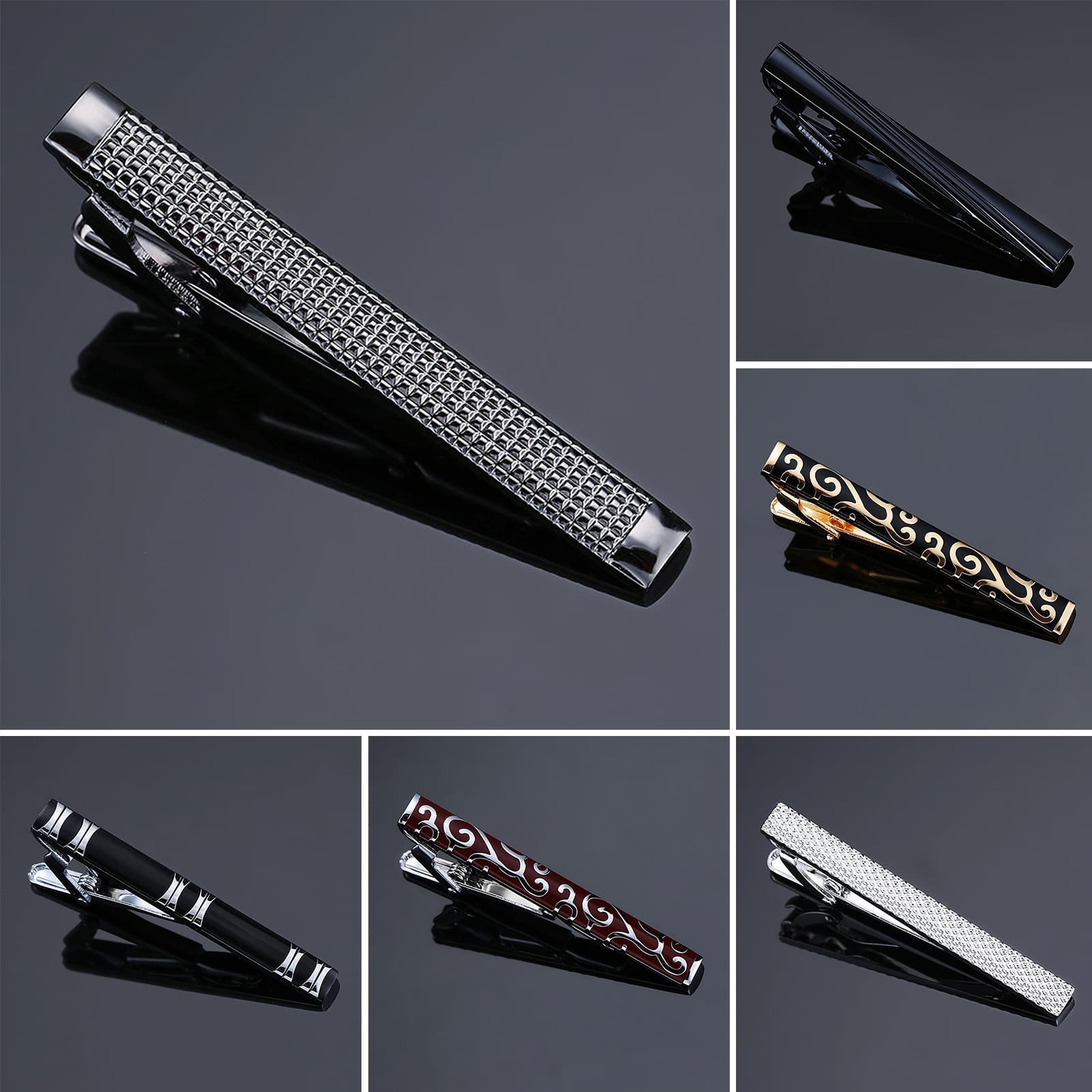 Zhuoxinder Men Tie Clip Fashion Pattern All Match Polished Accessory Smooth Surface Business Tie Clamp for Adult-A