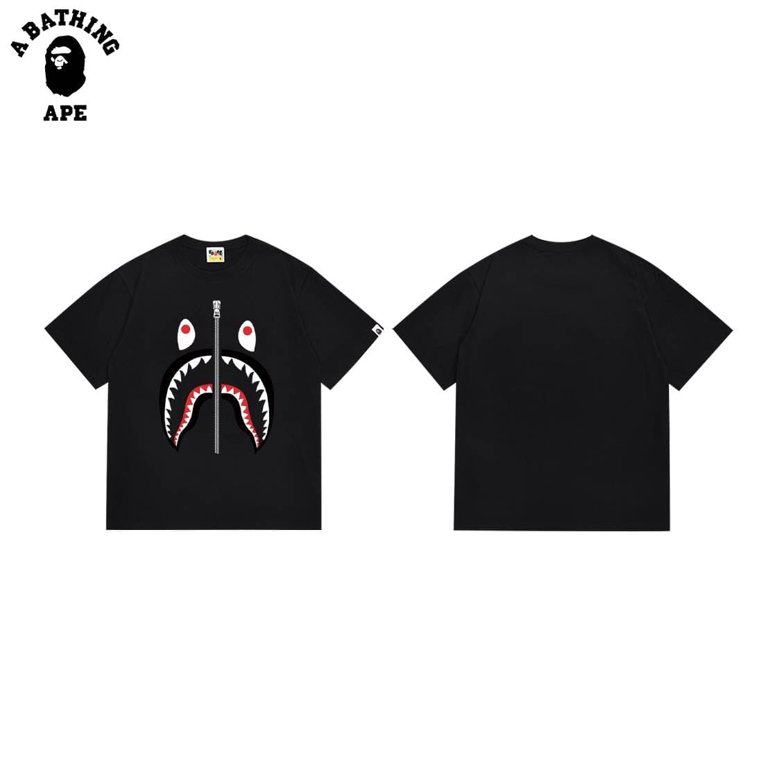 A BATHING APE BAPE-Classic Shark Mouth Couple's Printed Cotton Short Sleeve