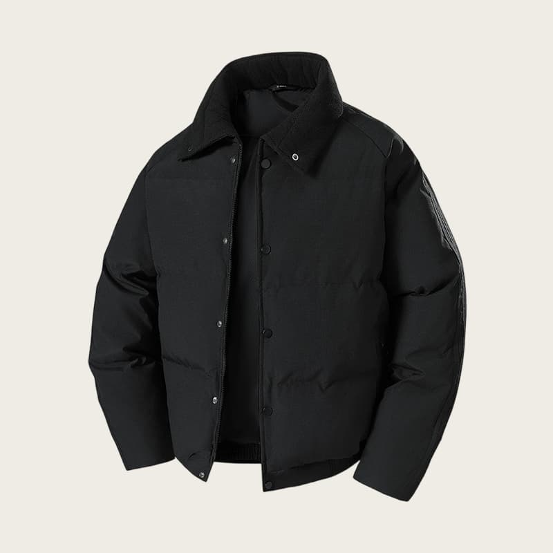 Men's Winter Puffer Jacket Slim Fit Stand Collar Casual Warm Coat With Multiple Pockets