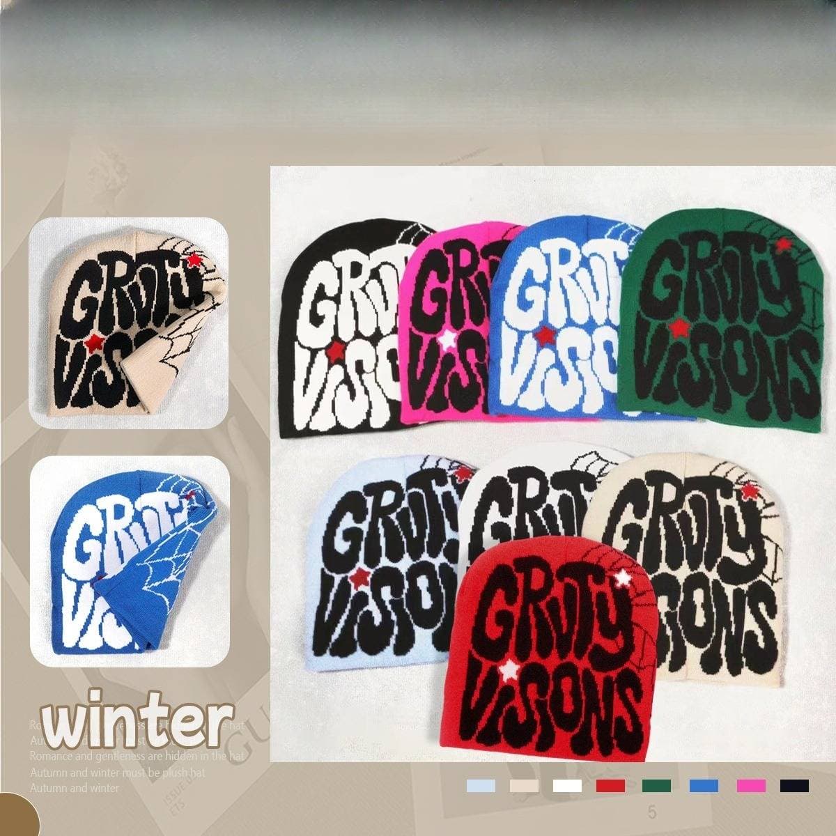 Men's Hats knitted hats hats trendy new styles English letters multi color men and women hats