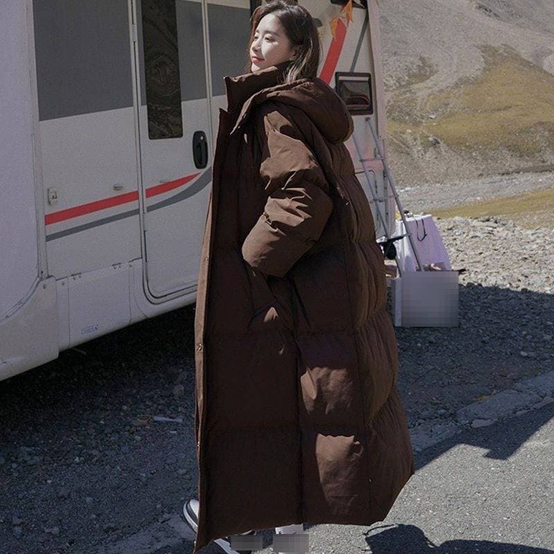 Women's Long Puffer Coat Winter Hooded Jacket, Knee-Length Warm Quilted Parka With Pockets, Oversized Streetwear In 5 Colors (M-XXXL)