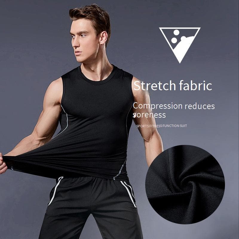 Men's Clothing Tight Training Vest Sleeveless Sports Running Gym Basketball Elastic Quick Drying Vest