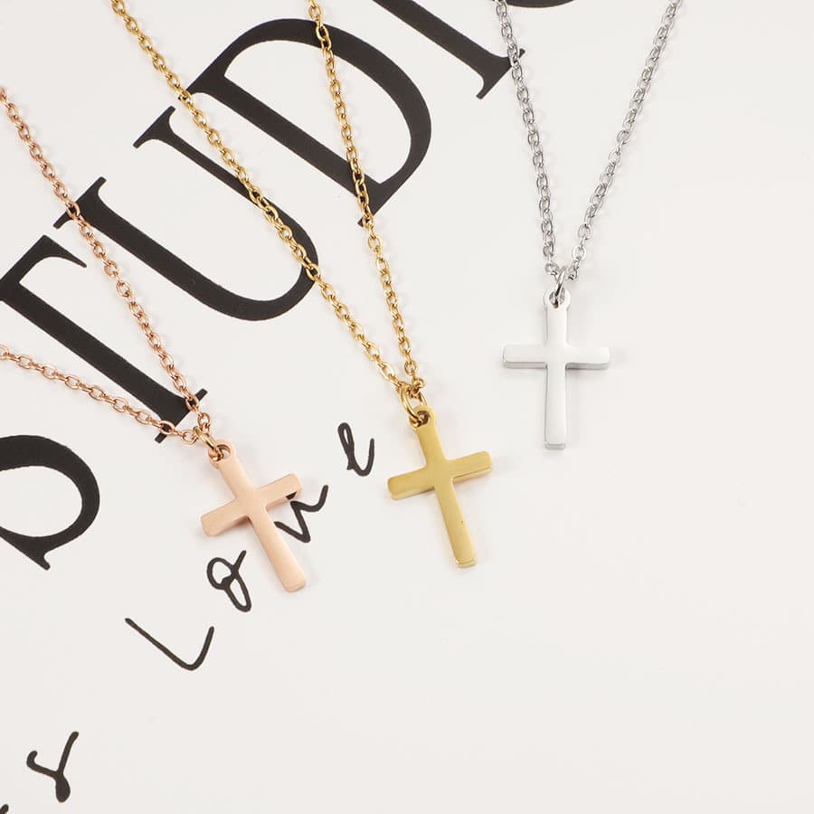 European And American Fashion Personality Cross Necklace Stainless Steel Hip Hop Simple Men's Chain Couple Versatile