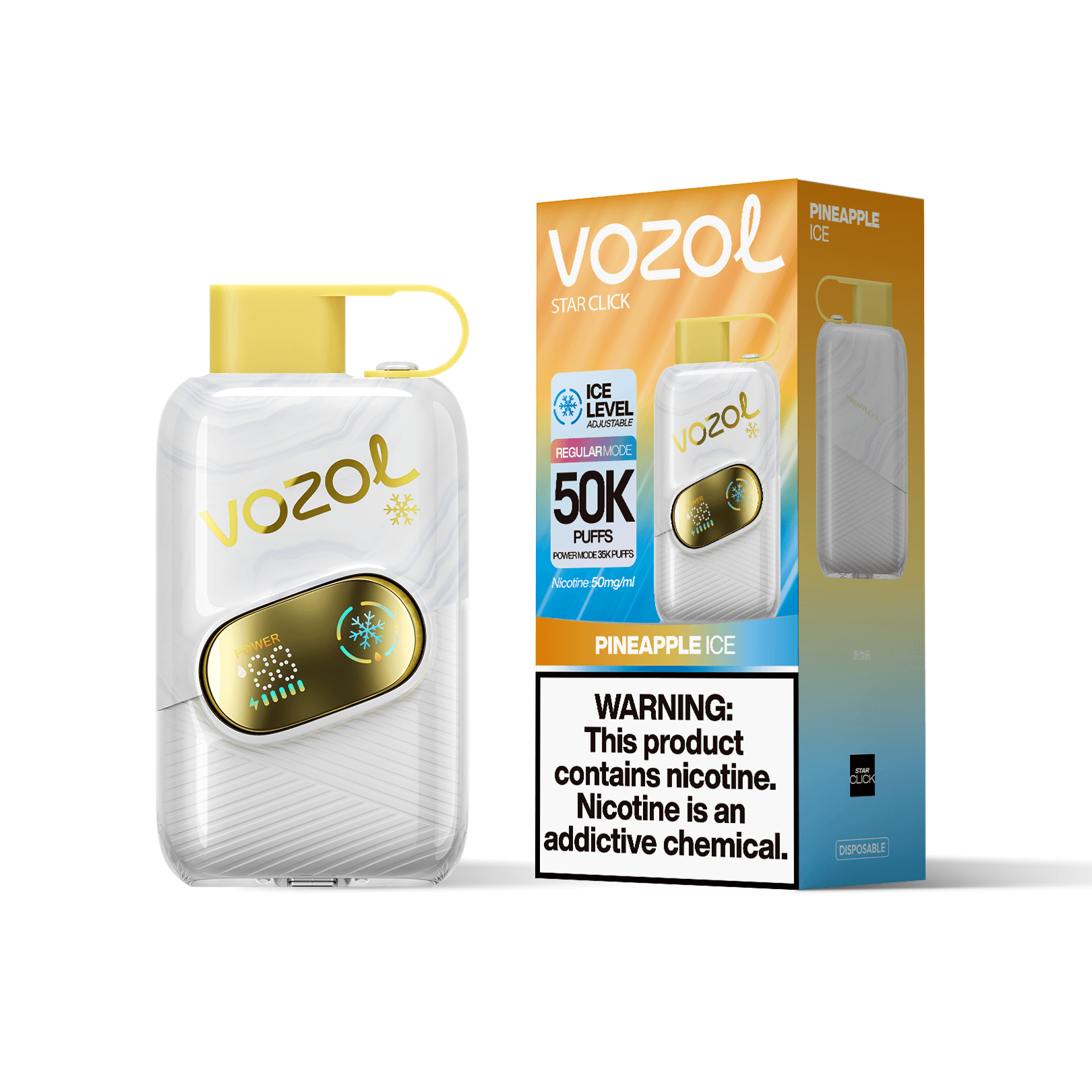 Entrepôt UE 1 PCS Vozol Star Click 50000 Bouffées 50k Vape Jetable avec Écran Bildschirm Vape Boisson Énergisante Longue Durée