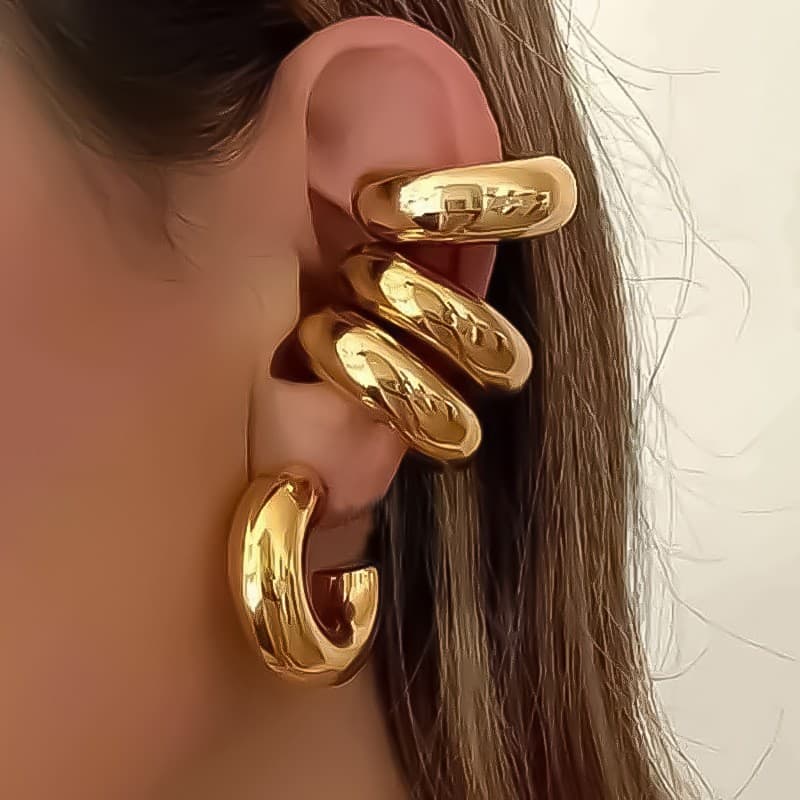 1 Pair Elegant Exaggerated Star Solid Color Flower Alloy Ear Cuffs