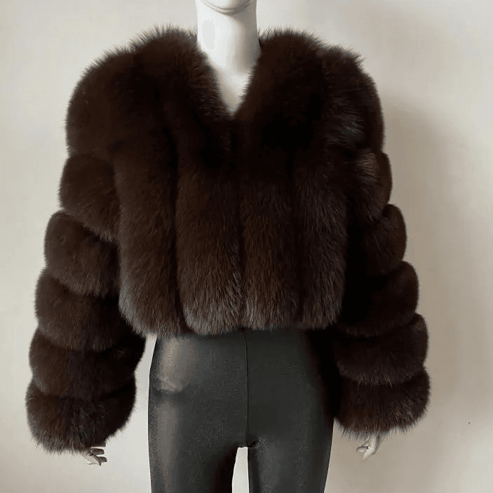 Women's Imitation Fox Fur Coat Thick Short Long Sleeve Imitation Fur Coat Coat