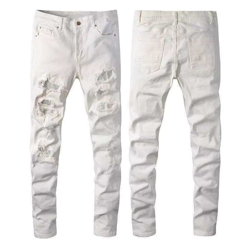 Boy High-Quality White Jeans For Men, Spring And Autumn New Style, Ripped Slim Fit Skinny Pants, Trendy Brand Men's Trousers