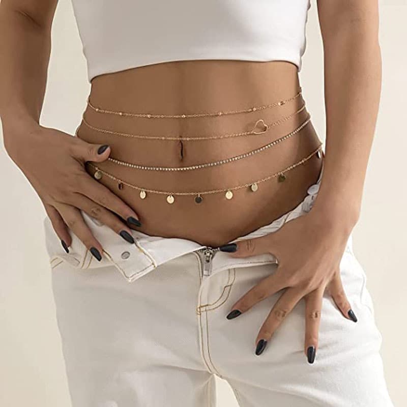 Unisex Accessories INS Sexy Hot Girl Thin Chain Waist Chain Female Versatile Seaside Bikini Body Chain