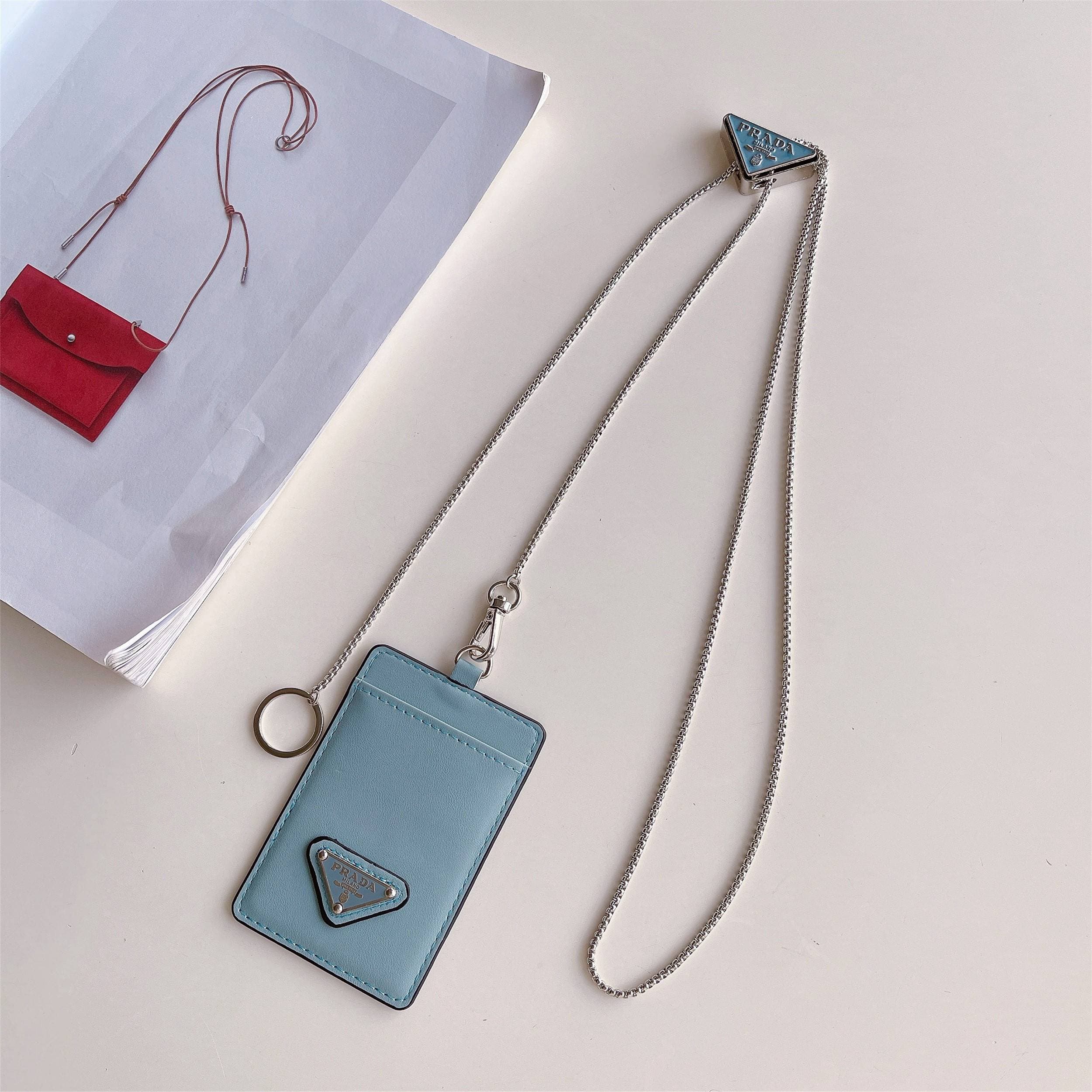 Véritable porte-cartes avec cordon tour de cou et porte-cartes en métal de qualité supérieure pour femme