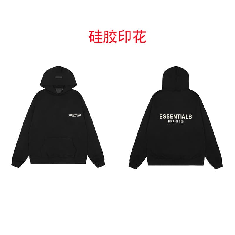 Sweat à capuche noir à lettres floquées FOG Double ESSENTIALS, collection printemps-été 2022, nouvelle marque tendance, vente flash transfrontal