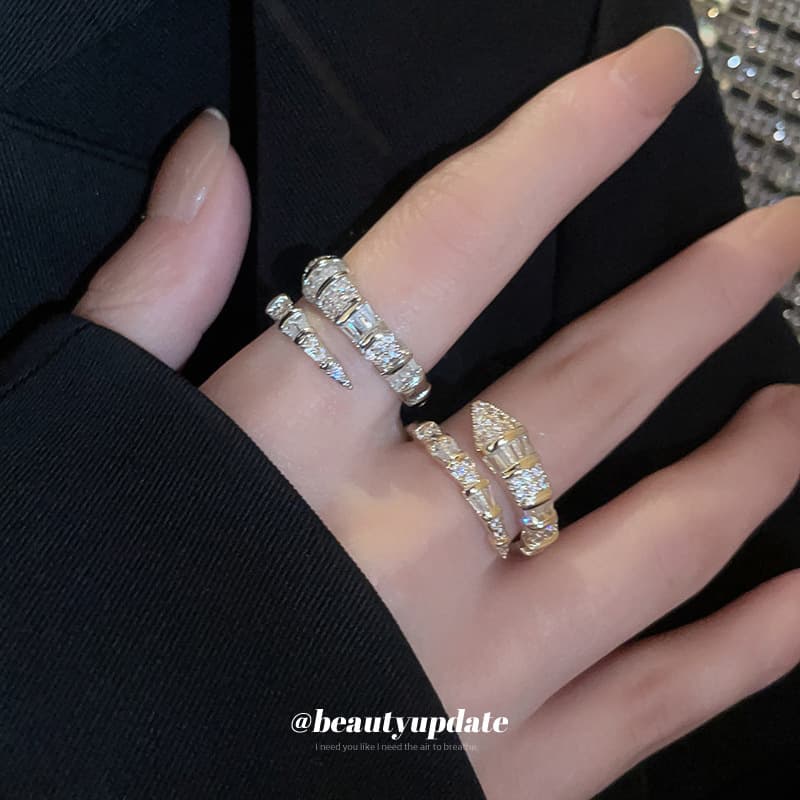 Cold wind zircon snake ring niche advanced design index finger ring