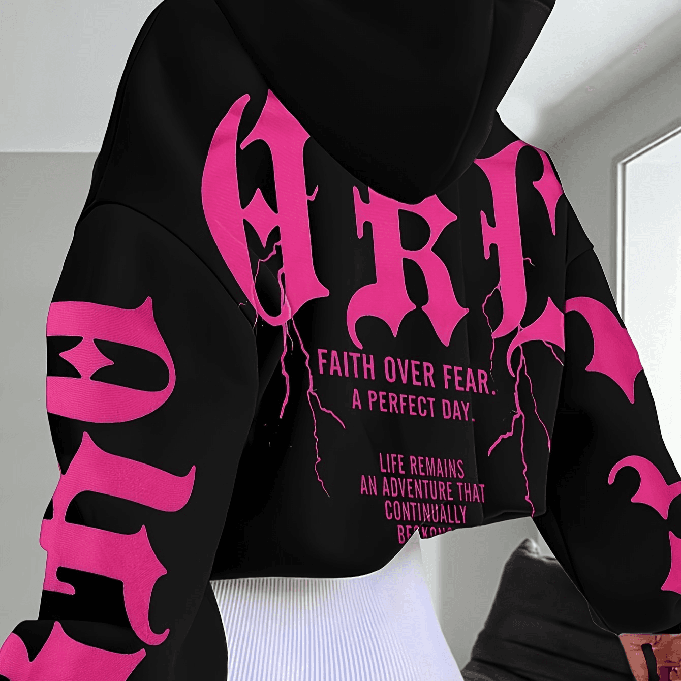 Stylish Printed Thickened Versatile Long-sleeved Loose Hooded Sweatshirt