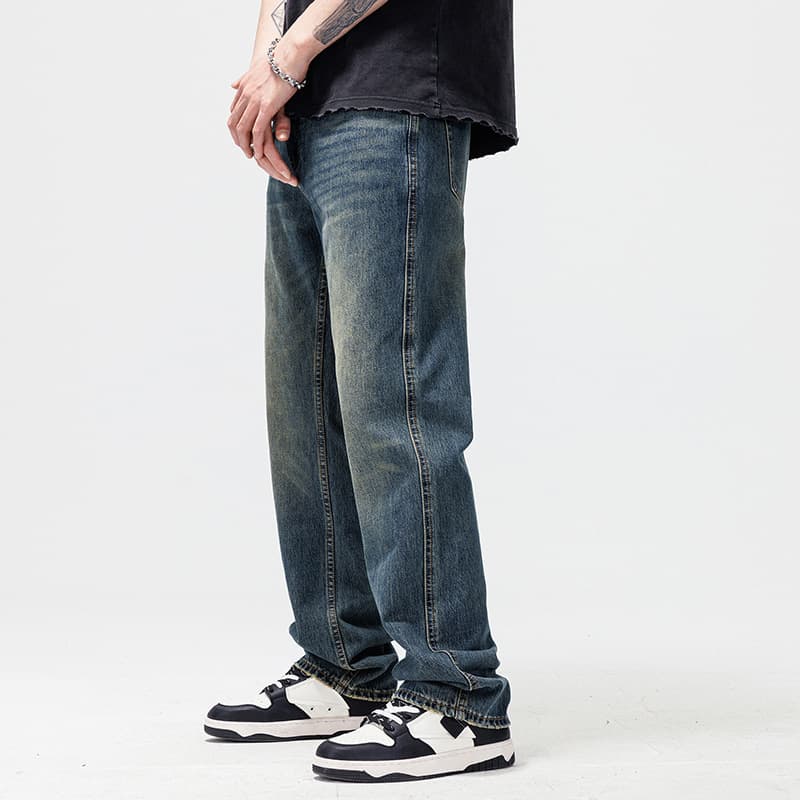 Vintage Mopping Men's Pants Blue Jeans Hipster Straight Leg High Street Pants Jeans