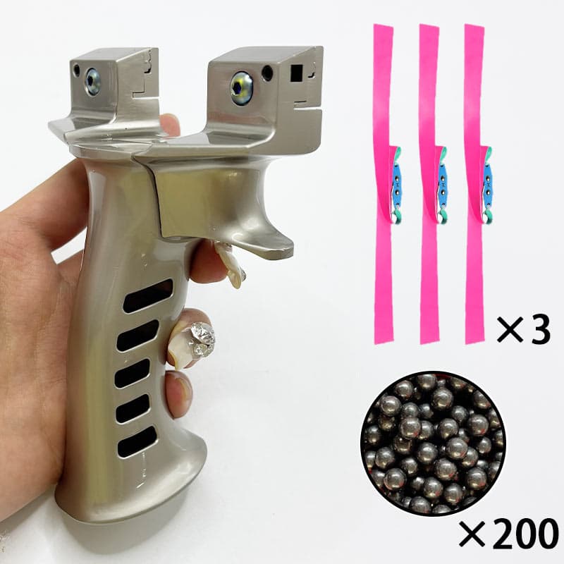 Heavy Duty Aluminum Alloy Outdoor Tool With A Beautiful Appearance, Paired With A Black Storage Bag, 3 2050 Model Flat Rubber Bands, 200 Mud Balls