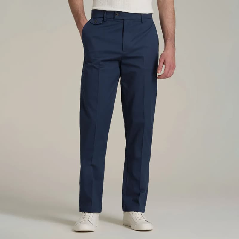 Men's Classic Twill Dress Pants - Breathable Cotton Straight Fit Trousers For Office & Casual Wear