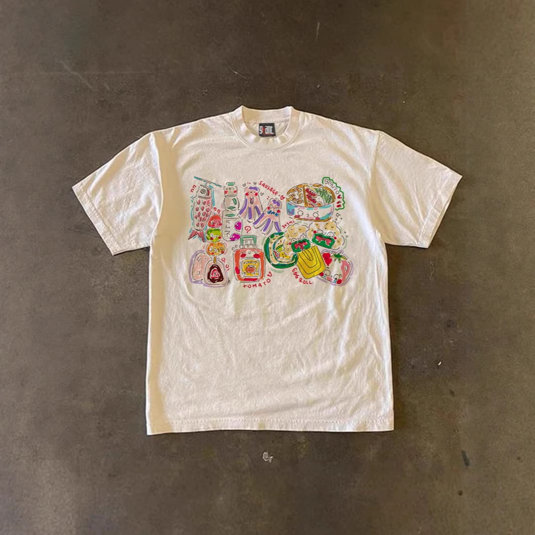Unisex Heavyweight Cotton T-Shirt With Fun Graphic Print, Oversize Fit For Men And Women