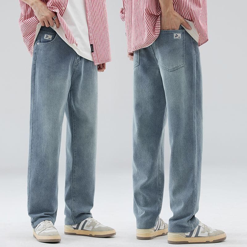 Straight Jeans Men's Spring And Summer New American Retro High Street Large Size Men's Loose Wide-leg Pants Versatile Trousers